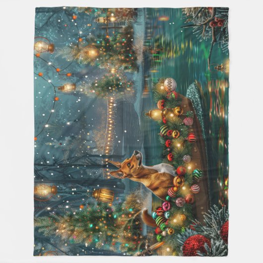 Basenji Kerstvakantie Fleece Deken (Voorkant)