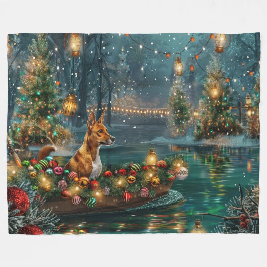 Basenji Kerstvakantie Fleece Deken (Voorkant (Horizontaal))