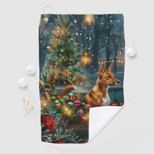 Basenji Kerstvakantie Golfhanddoek (Insitu)