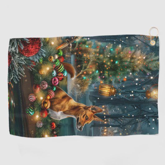 Basenji Kerstvakantie Golfhanddoek (Horizontaal)