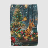 Basenji Kerstvakantie Golfhanddoek (Voorkant)