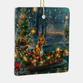 Basenji Kerstvakantie Keramisch Ornament (Rechts)