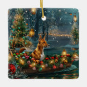 Basenji Kerstvakantie Keramisch Ornament (Voorkant)