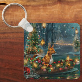 Basenji Kerstvakantie Sleutelhanger (Voorkant)