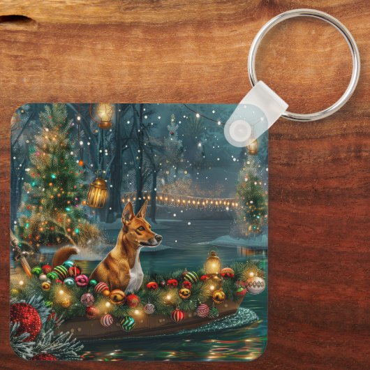 Basenji Kerstvakantie Sleutelhanger (Achterkant)
