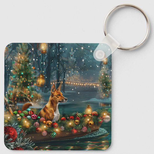 Basenji Kerstvakantie Sleutelhanger (Achterkant)