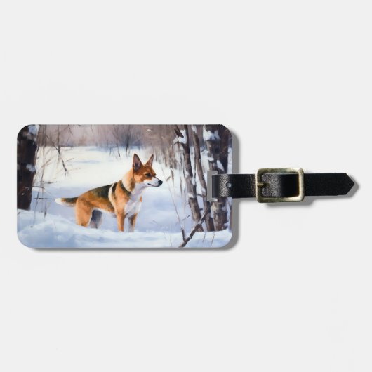 Basenji laat het sneeuwen Kerstmis Bagagelabel (Voorkant horizontaal)
