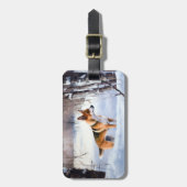 Basenji laat het sneeuwen Kerstmis Bagagelabel (Voorkant verticaal)