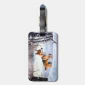Basenji laat het sneeuwen Kerstmis Bagagelabel (Achterkant verticaal)