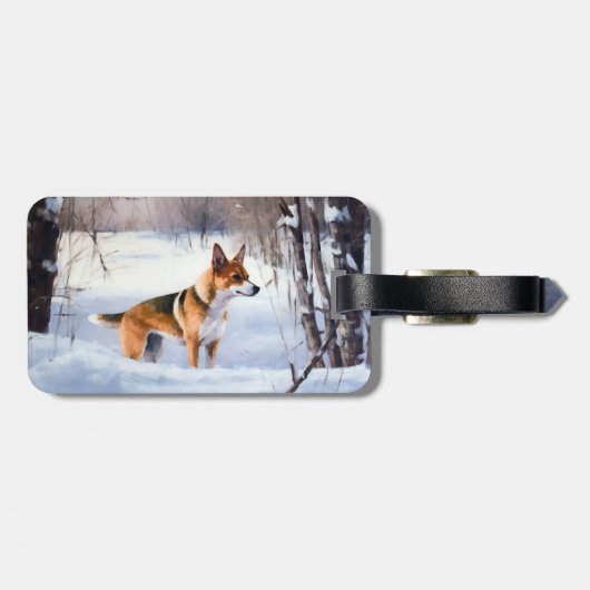 Basenji laat het sneeuwen Kerstmis Bagagelabel (Achterkant horizontaal)
