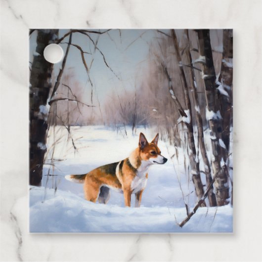 Basenji laat het sneeuwen Kerstmis Bedankjes Labels (Voorkant)