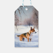 Basenji laat het sneeuwen Kerstmis Cadeaulabel (Achterkant)