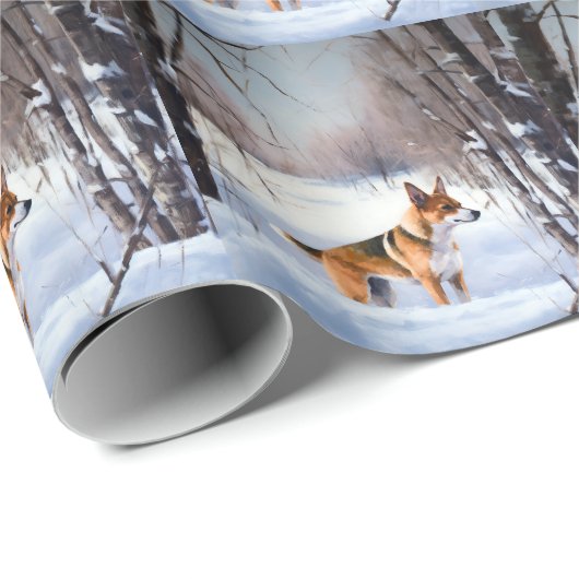 Basenji laat het sneeuwen Kerstmis Cadeaupapier (Rol Hoek)
