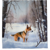 Basenji laat het sneeuwen Kerstmis Douchegordijn (Voorkant)