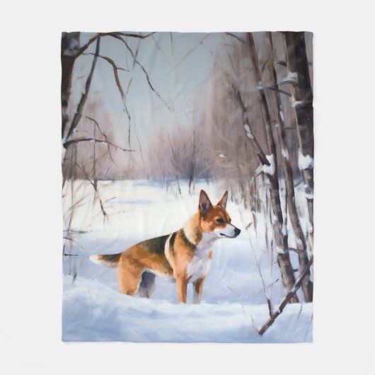 Basenji laat het sneeuwen Kerstmis Fleece Deken (Voorkant)