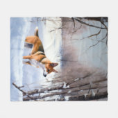 Basenji laat het sneeuwen Kerstmis Fleece Deken (Voorkant (Horizontaal))