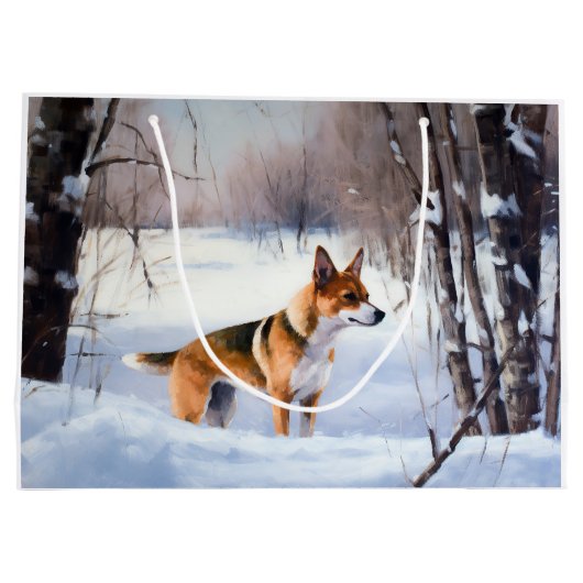 Basenji laat het sneeuwen Kerstmis Groot Cadeauzakje (Achterkant)