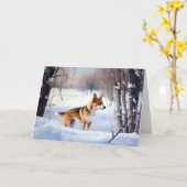 Basenji laat het sneeuwen Kerstmis Kaart (Gele Bloem)