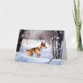Basenji laat het sneeuwen Kerstmis Kaart (Voorkant)