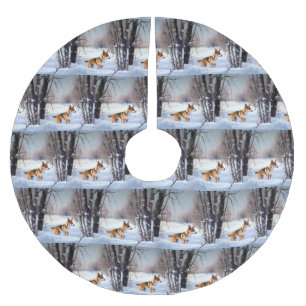 Basenji laat het sneeuwen Kerstmis Kerstboom Rok