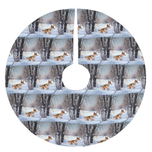 Basenji laat het sneeuwen Kerstmis Kerstboom Rok (Voorkant)