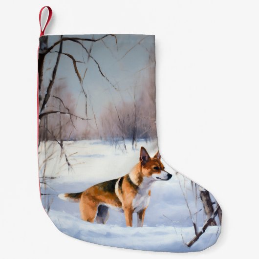 Basenji laat het sneeuwen Kerstmis Kleine Kerstsok (Voorkant)