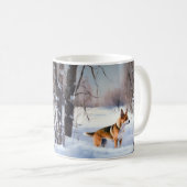 Basenji laat het sneeuwen Kerstmis Koffiemok (Voorkant rechts)