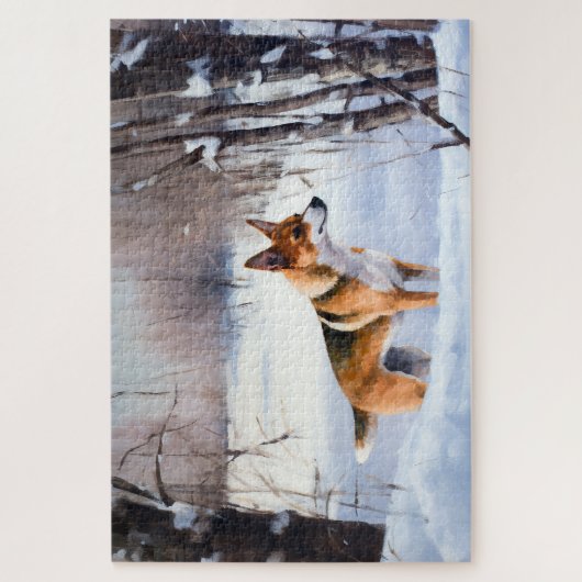 Basenji laat het sneeuwen Kerstmis Legpuzzel (Verticaal)