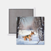 Basenji laat het sneeuwen Kerstmis Magneet (Voorkant / Achterkant)