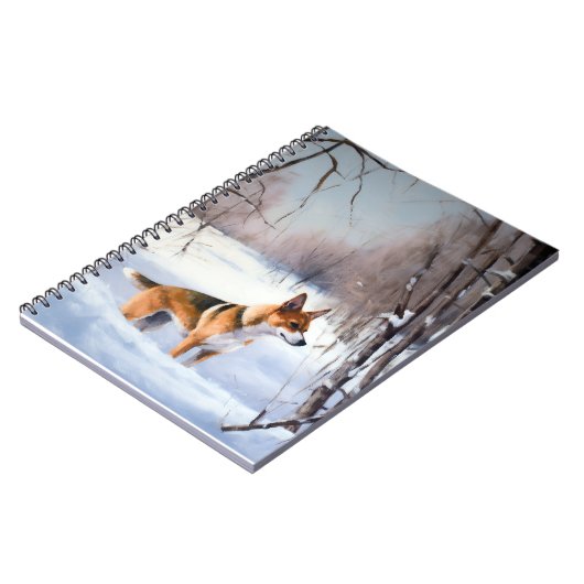 Basenji laat het sneeuwen Kerstmis Notitieboek (Linkerzijde)