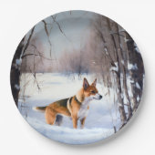 Basenji laat het sneeuwen Kerstmis Papieren Bordje (Voorkant)