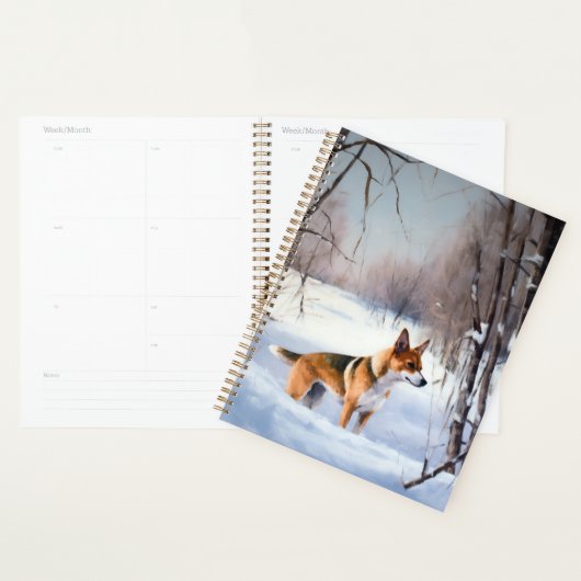 Basenji laat het sneeuwen Kerstmis Planner (Display)