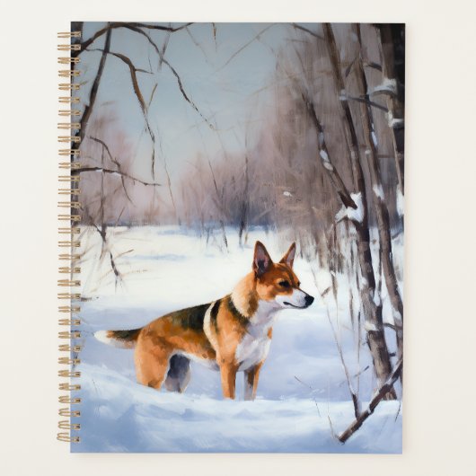 Basenji laat het sneeuwen Kerstmis Planner (Voorkant)