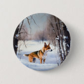 Basenji laat het sneeuwen Kerstmis Ronde Button 5,7 Cm (Voorkant)