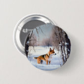 Basenji laat het sneeuwen Kerstmis Ronde Button 5,7 Cm (Voorkant /achterkant)