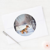Basenji Laat het Sneeuwen Kerstmis Ronde Sticker (Envelop)