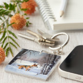 Basenji laat het sneeuwen Kerstmis Sleutelhanger (Voorkant Rechts)