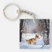 Basenji laat het sneeuwen Kerstmis Sleutelhanger (Voorkant)