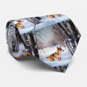 Basenji laat het sneeuwen Kerstmis Stropdas (Opgerold)