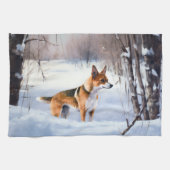 Basenji laat het sneeuwen Kerstmis Theedoek (Horizontaal)