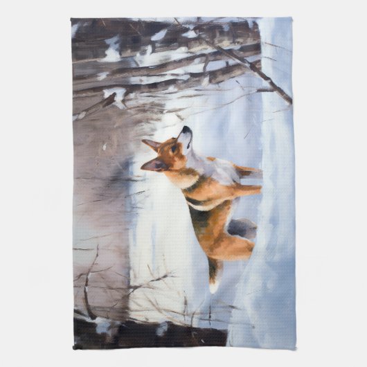 Basenji laat het sneeuwen Kerstmis Theedoek (Verticaal)