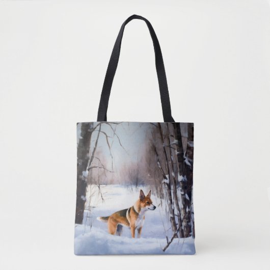 Basenji laat het sneeuwen Kerstmis Tote Bag (Voorkant)