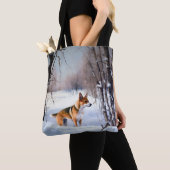 Basenji laat het sneeuwen Kerstmis Tote Bag (Dichtbij)