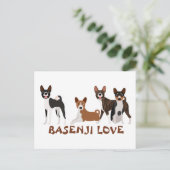 Basenji Love Hondenras Brindle Rood Wit Zwart Tan Briefkaart (Staand voorkant)