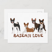 Basenji Love Hondenras Brindle Rood Wit Zwart Tan Briefkaart (Voorkant / Achterkant)
