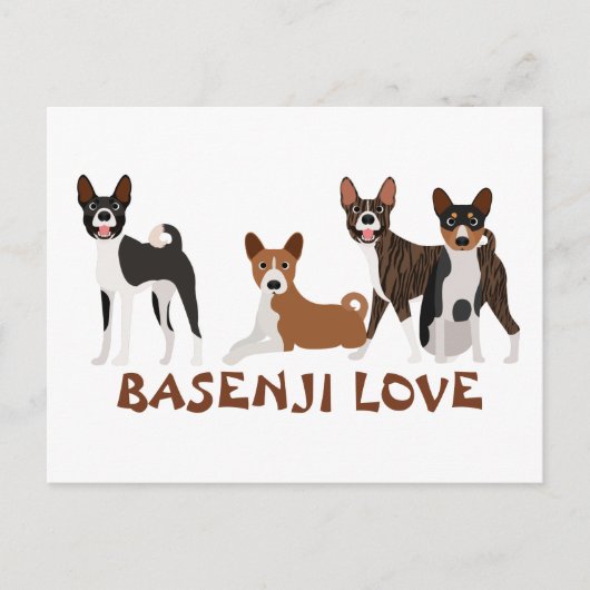 Basenji Love Hondenras Brindle Rood Wit Zwart Tan Briefkaart (Voorkant)
