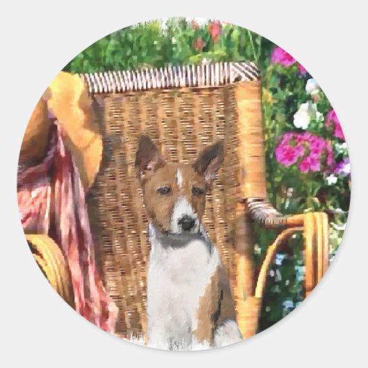 Basenji Lovers Art Gifts Ronde Sticker (Voorkant)