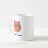 Basenji maakt zich zorgen over de mok van koffie (Voorkant links)