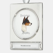 Basenji mam 2 verzilverd banner ornament (Links)