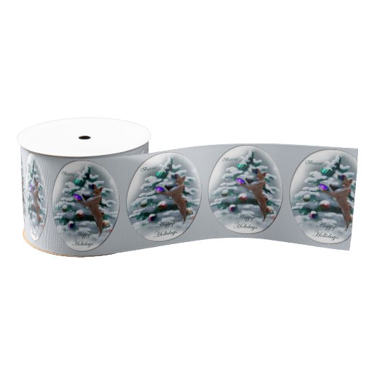 Basenji Merry Kerstmis Grosgrain Lint (Spoel)